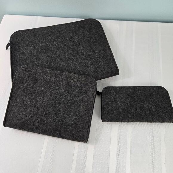 Document Organizers - Zippered Gray Felt Pouches in 3 Sizes - Picture 1 of 9